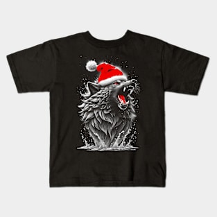 Santa Wolf Kids T-Shirt